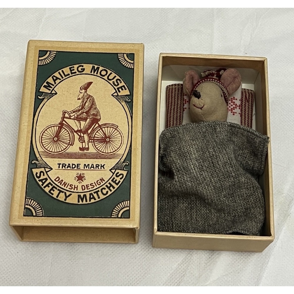 Maileg Christmas Mouse Little Brother Matchbox Bed Bedding Danish Retired Nordic
